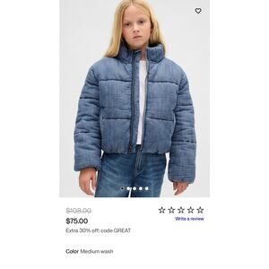 Gap Kids Denim Puffer Jacket / Medium